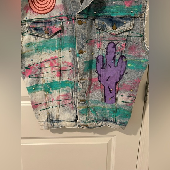 Vintage Painted Denim Vest - Picture 7 of 14